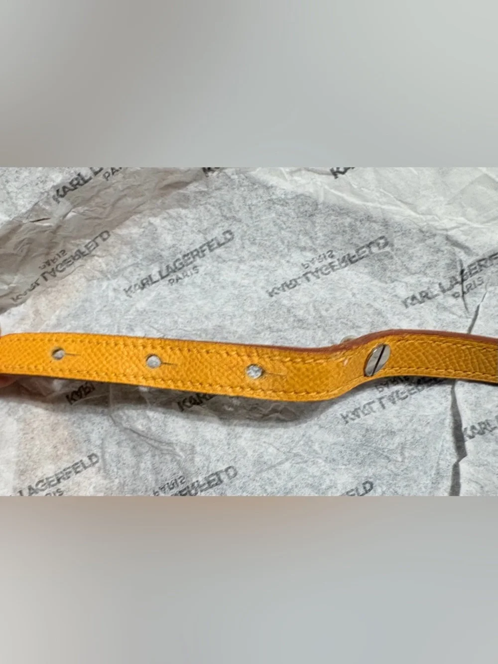 Hermès Yellow Epsom Leather Dog Collar Bracelet PM Palladium Engraved “Toro” COA - Picture 6 of 9